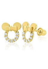 gorgeous teensy mouse cz gold earrings for babies and children 